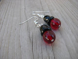 Red and Black Glass Beaded Earrings