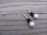 White, Black, Hematite Beaded Earrings