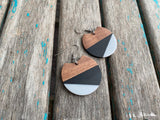 Wood, Black, and Grey Acrylic Earrings