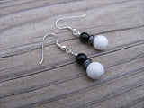 White, Black, Hematite Beaded Earrings