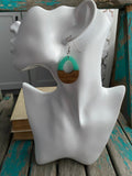 Wood and Mint Green Acrylic Earrings- Teardrop-Shaped