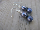 Purple Glass Beaded Earrings