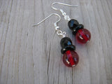 Red and Black Glass Beaded Earrings