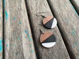 Wood, Black, and White Acrylic Earrings