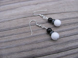 White, Black, Hematite Beaded Earrings