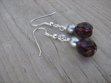 Purple and Silver Glass Beaded Earrings
