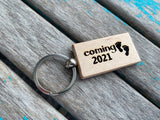 Expectant Mother or Father Keychain- "coming 2021" -Wood Keychain