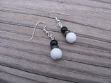 White, Black, Hematite Beaded Earrings