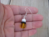 White, Black and Yellow, Glass Beaded Earrings