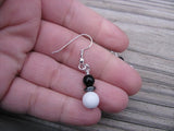 White, Black, Hematite Beaded Earrings
