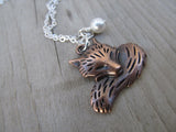Fox Necklace with a pearl accent bead- Copper Fox