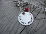 Achieve Greatness Inspiration Necklace- "achieve greatness" - Hand-Stamped Necklace with an accent bead in your choice of colors
