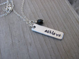 Achieve Inspiration Necklace "achieve"- Hand-Stamped Necklace with an accent bead of your choice