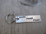Aunt Keychain - "Best Aunt Ever" - Hand Stamped Metal Keychain- small, narrow keychain