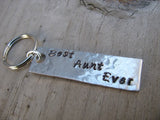 Aunt Keychain - "Best Aunt Ever" - Hand Stamped Metal Keychain- small, narrow keychain