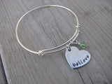 Believe Heart Bracelet- Hand-Stamped heart with "believe"- Hand-Stamped Bracelet -Adjustable Bangle Bracelet with an accent bead of your choice
