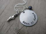 Dancer's Inspiration Necklace- "born to dance" with ballet shoe charm - Hand-Stamped Necklace with an accent bead in your choice of colors