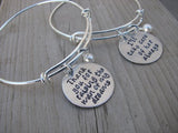 Bracelet Set- Mother in Law Gifts- "Thank you for raising the man of my dreams" and "I'll take care of her always"  - Hand-Stamped Bracelets- Adjustable Bangle Bracelets with an accent bead of your choice