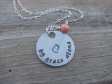 By Grace Alone Inspiration Necklace- "by grace alone" with heart stamp   - Hand-Stamped Necklace with an accent bead in your choice of colors