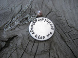 Always Kiss Me Goodnight Inspiration Necklace- "always kiss me goodnight" - Hand-Stamped Necklace with an accent bead in your choice of colors