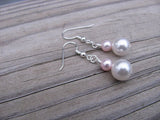 Pearl and Pale Pink Beaded Earrings