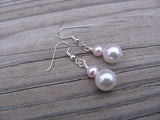 Pearl and Pale Pink Beaded Earrings