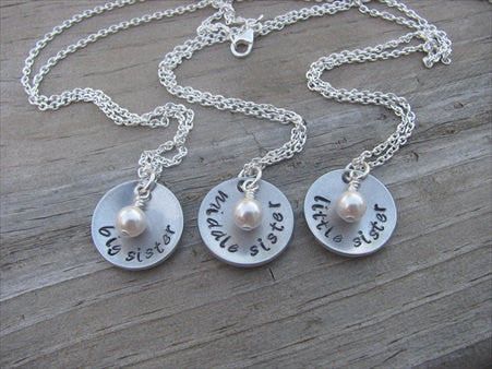 big sister necklace, middle sister necklace, little sister necklace, –  Jenn's Handmade Jewelry