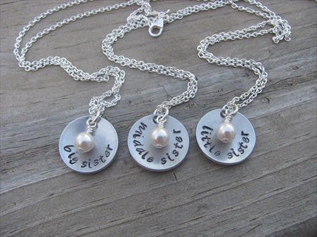 big sister necklace, middle sister necklace, little sister