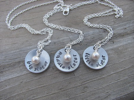 Friendship Necklaces Big Sis Middle Sis Little Sis Necklace Three