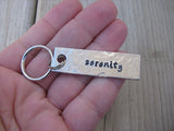 Serenity Inspiration Keychain - "serenity"  - Hand Stamped Metal Keychain- small, narrow keychain