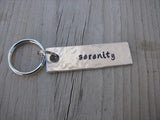 Serenity Inspiration Keychain - "serenity"  - Hand Stamped Metal Keychain- small, narrow keychain