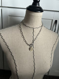 Stainless Steel Paperclip Chain Necklace - Bird Charm Toggle Clasp Pendant
