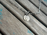 Stainless Steel Paperclip Chain Necklace - Bird Charm Toggle Clasp Pendant