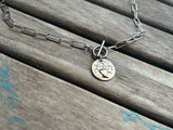 Stainless Steel Paperclip Chain Necklace - Bird Charm Toggle Clasp Pendant