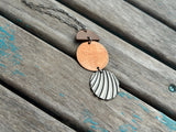 Wood, Copper & Silver Statement Necklace: Unique Pendant Jewelry