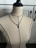 Stainless Steel Paperclip Chain Necklace - Heart with Turquoise Charm Toggle Clasp Pendant- T Bar Necklace