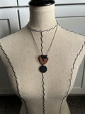 Leather and Mixed Metal Statement Necklace: Black and Copper