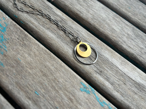 Gold and Silver Stainless Steel Necklace: Unique Pendant Jewelry