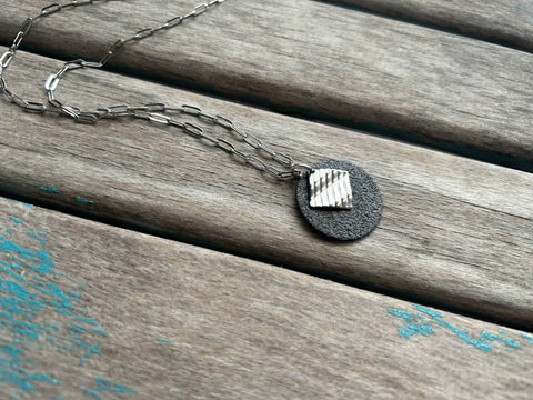 Black and Silver Stainless Steel Statement Necklace: Unique Pendant Jewelry