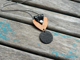 Leather and Mixed Metal Statement Necklace: Black and Copper