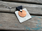 Leather and Mixed Metal Statement Necklace: Navy, Silver, and Copper