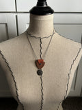 Leather and Mixed Metal Statement Necklace: Orange, Copper, and Silver