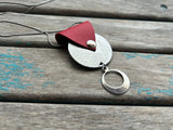 Leather and Mixed Metal Statement Necklace: Silver and Red Pendant