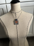 Leather and Mixed Metal Statement Necklace: Navy, Silver, and Copper