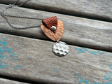 Leather and Mixed Metal Statement Necklace: Orange, Copper, and Silver
