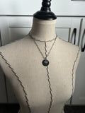 Black and Silver Stainless Steel Statement Necklace: Unique Pendant Jewelry