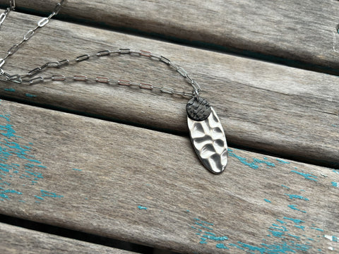 Black and Silver Stainless Steel Statement Necklace: Unique Pendant Jewelry