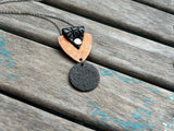 Leather and Mixed Metal Statement Necklace: Black and Copper