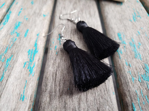 Fringe Earrings- Black Fringe Earrings