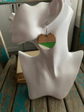 Wood, Green, and White Acrylic Earrings